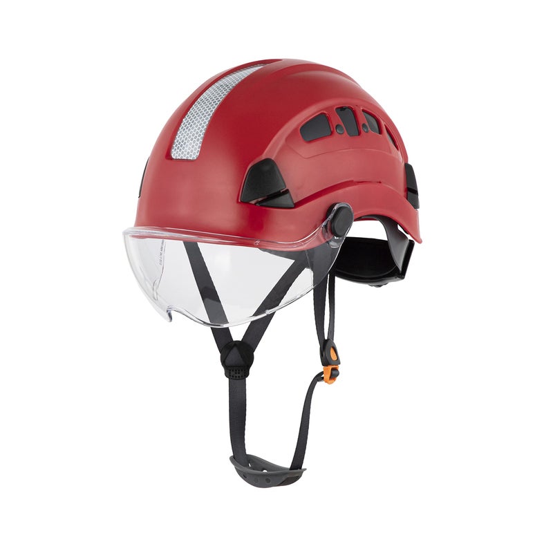 Defender Safety H1-CH Safety Helmet Hard Hat with Visor for Industrial & Construction ANSI Z89.1 (Red w/Visor) - Image 1